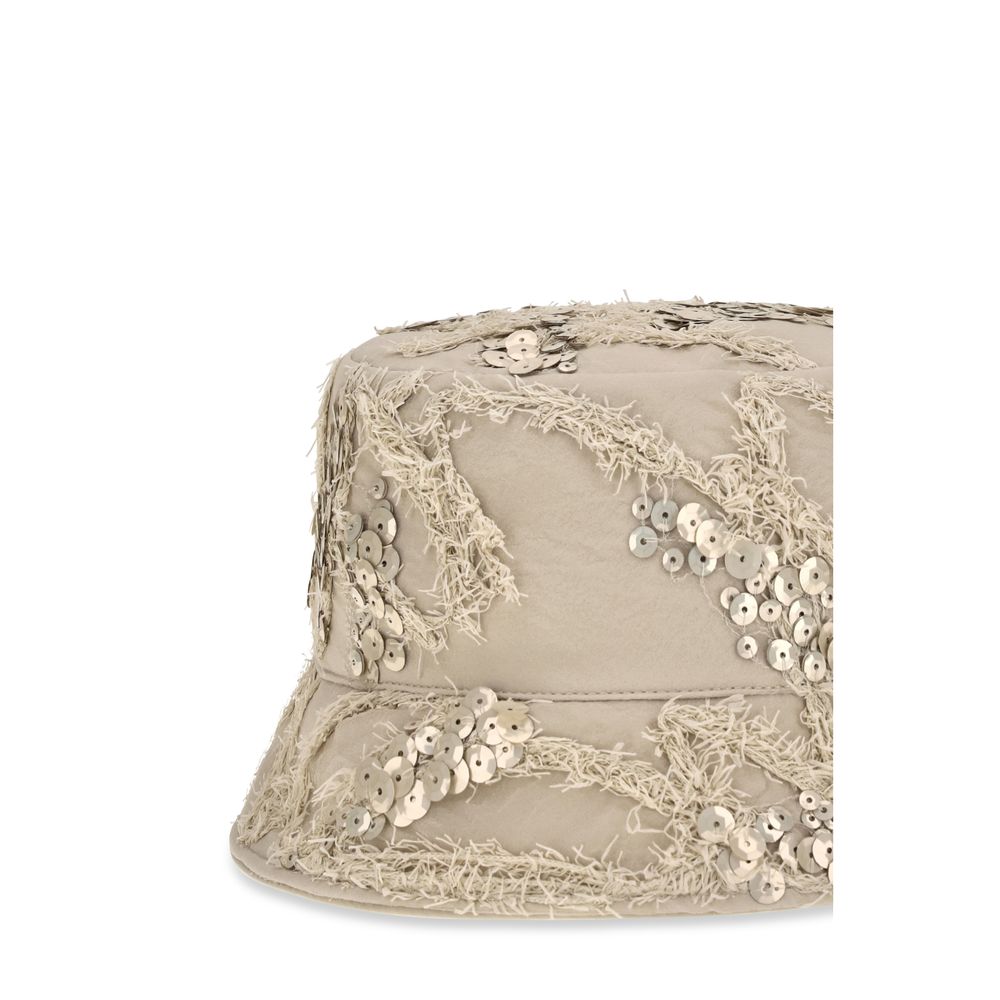 Brunello Cucinelli Beige Silk Bucket Hat