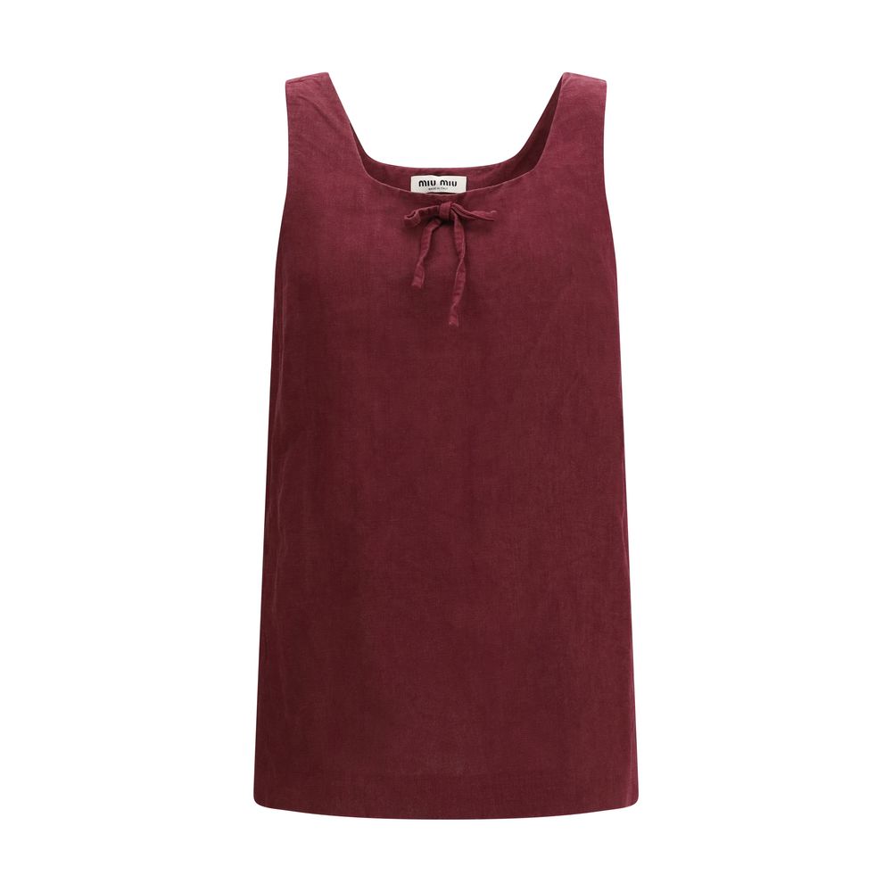 Miu Miu Bordeaux Linen Casual Dress