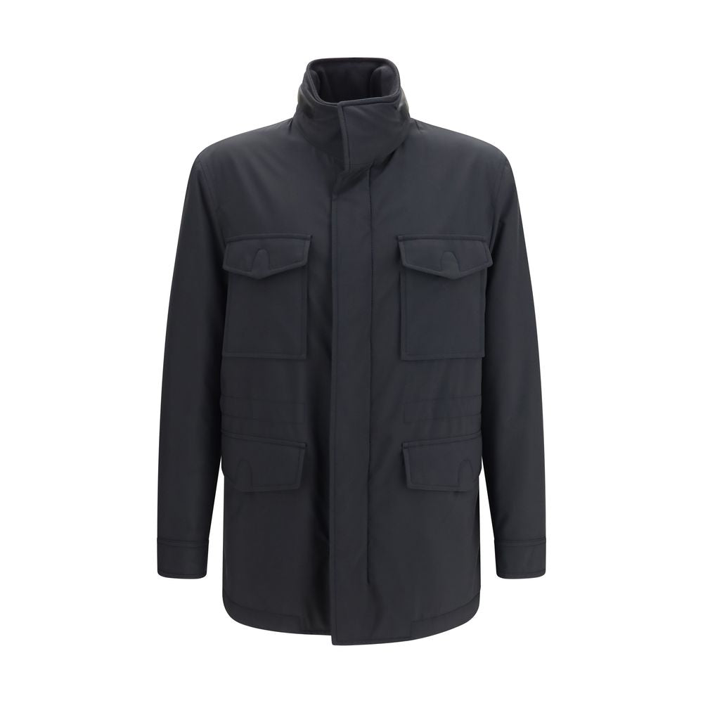 Brioni Blue Wool Oves Aries Full-Length Jacket