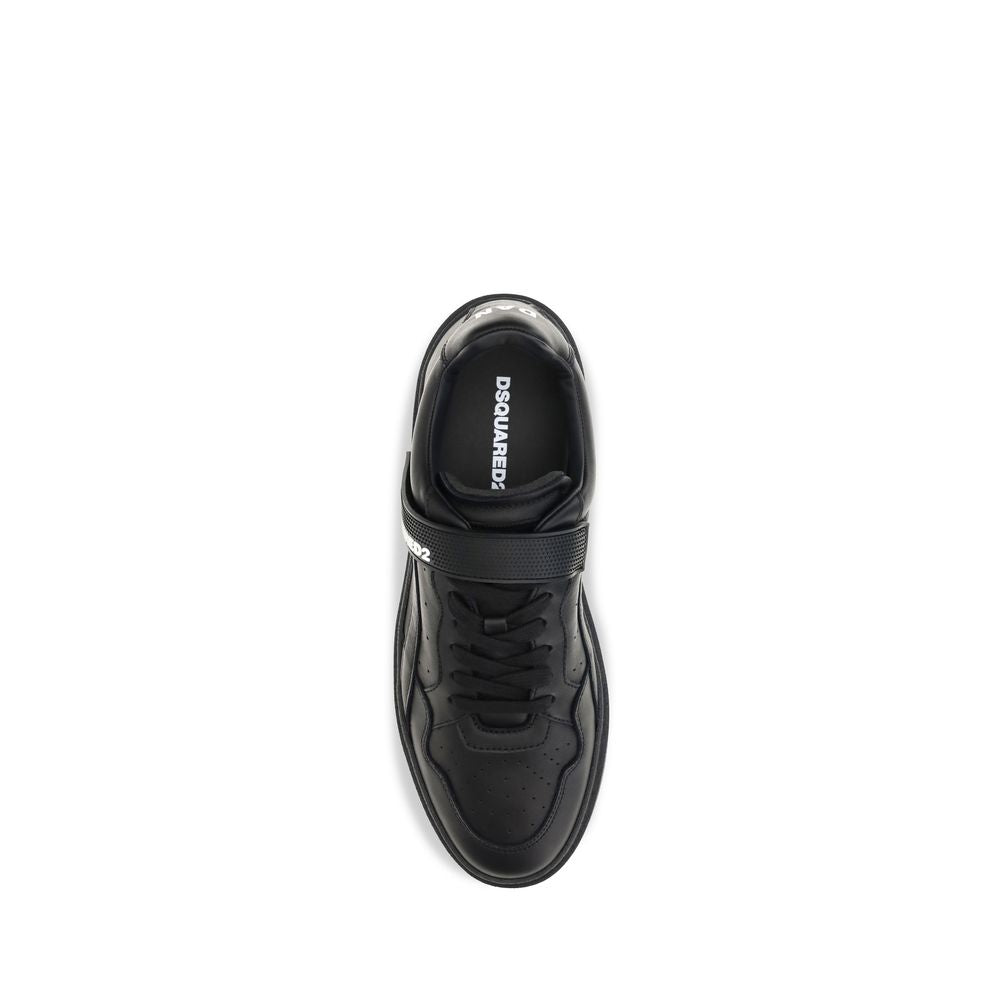 Dsquared² Black Calf Leather Bos Taurus Athletic Sneakers