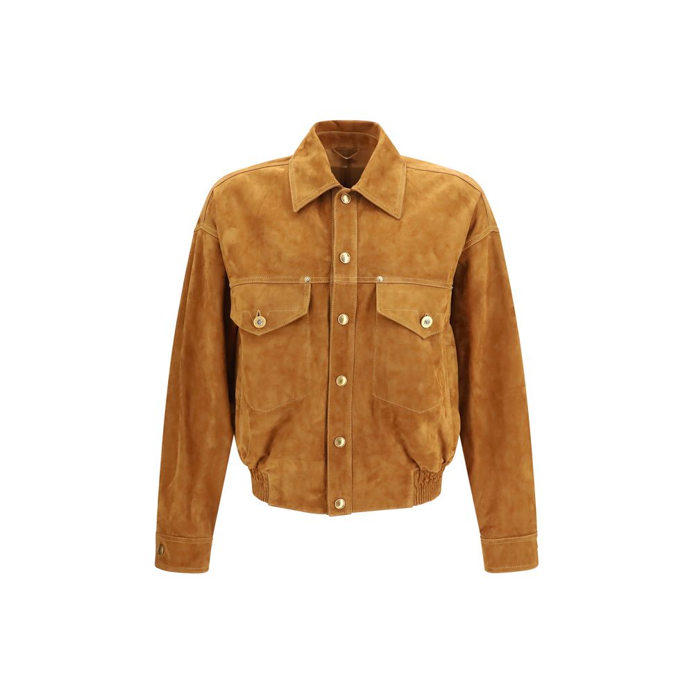 Versace Brown Lamb Ovis Aries Aries Leather Jacket