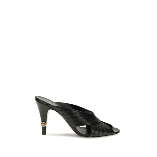 Versace Black Lamb Ovis Aries Mules