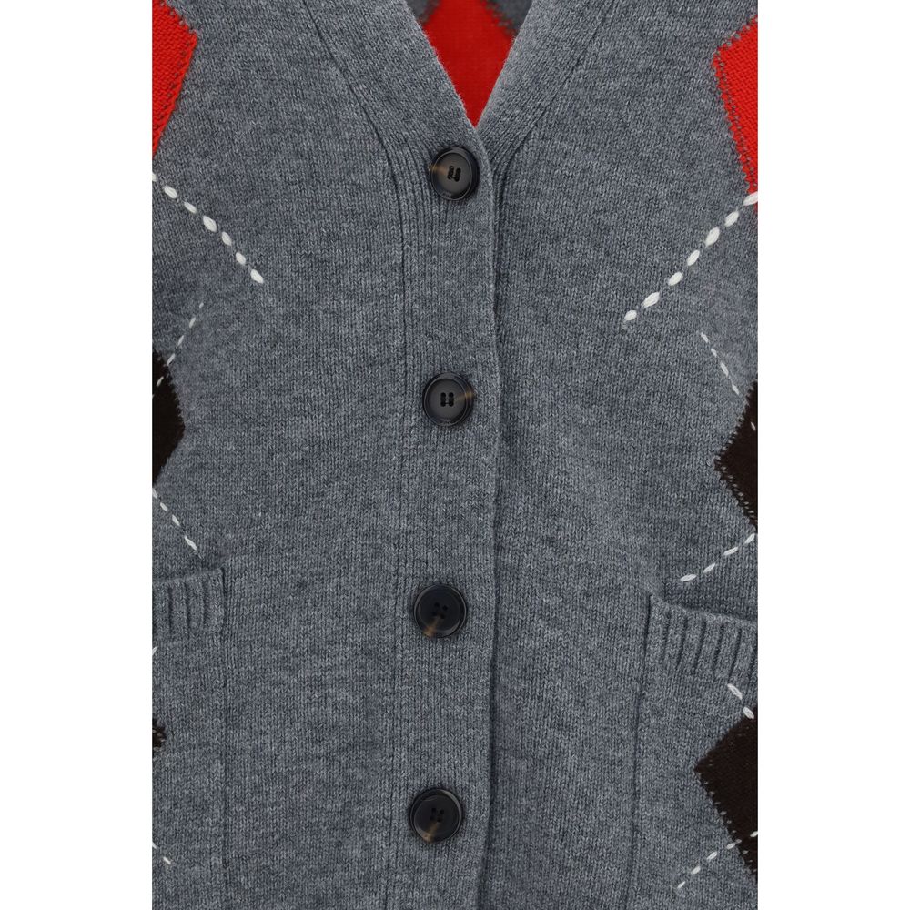 PINKO Gray Wool Oves Aries Cardigan