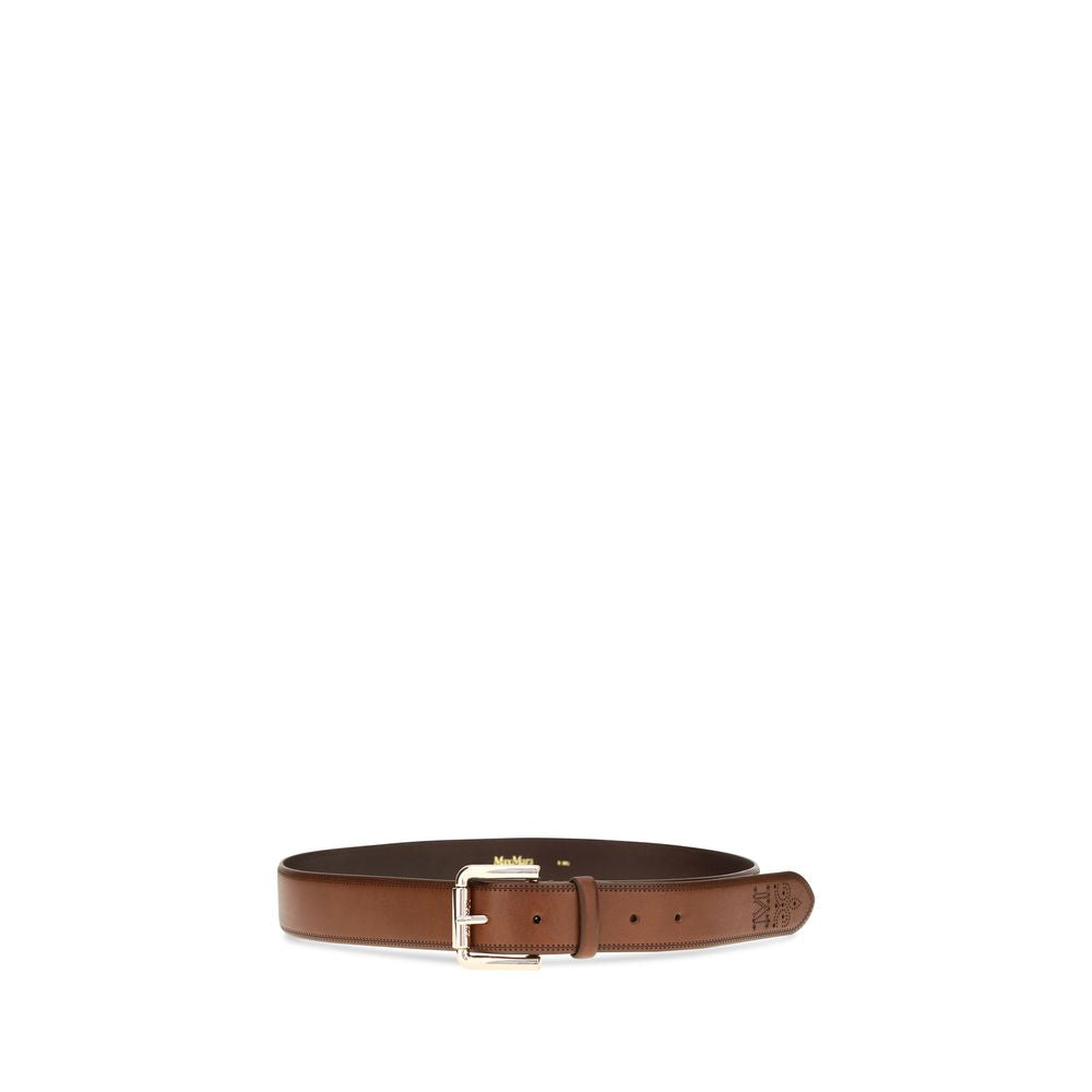 Max Mara Brown Calf Leather Bos Taurus Regular Belt