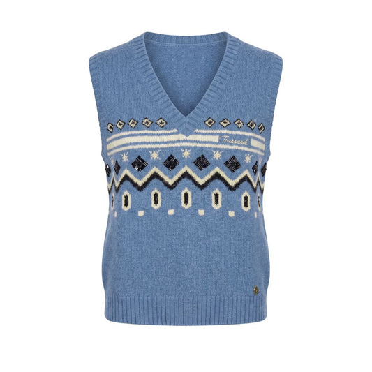 Trussardi Jeans Blue Nylon Women Sweater Vest