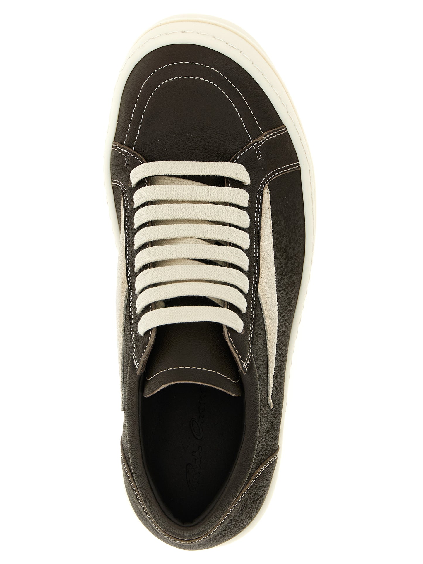 Rick Owens Brown Lamb Leather Low Top Sneakers