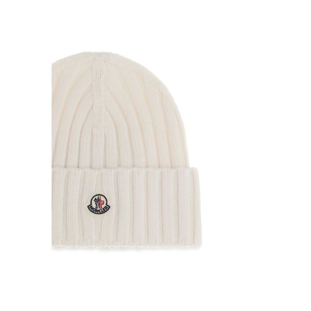 Moncler White Wool Oves Aries Beanie