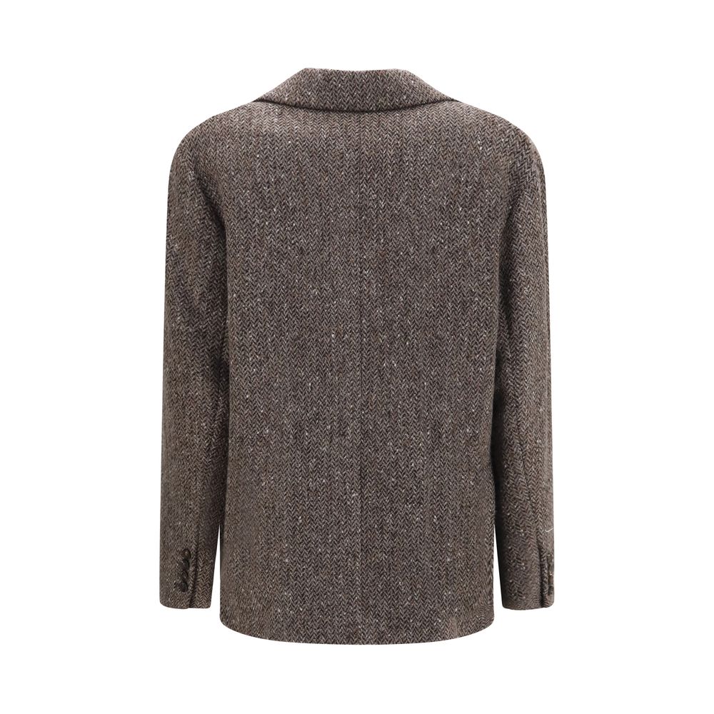 Brunello Cucinelli Brown Wool Oves Aries Biker Jacket