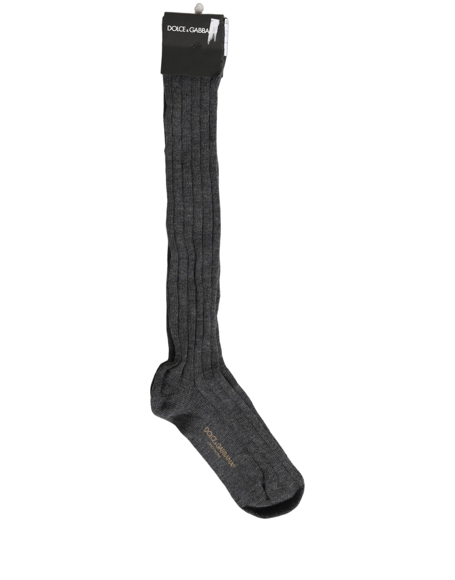 Dolce & Gabbana Gray Wool Blend Over The Calf Accessory Socks