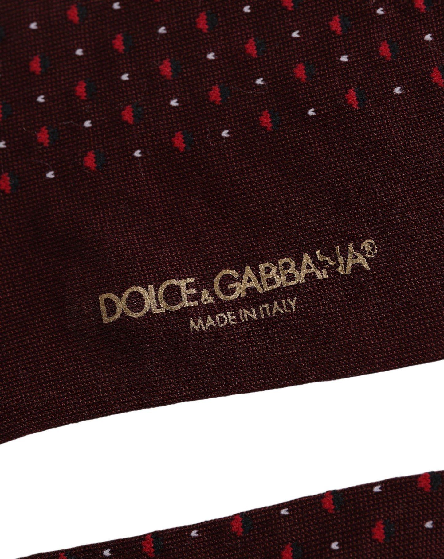 Dolce & Gabbana Burgundy Polka Dot Over The Calf Accessory Socks