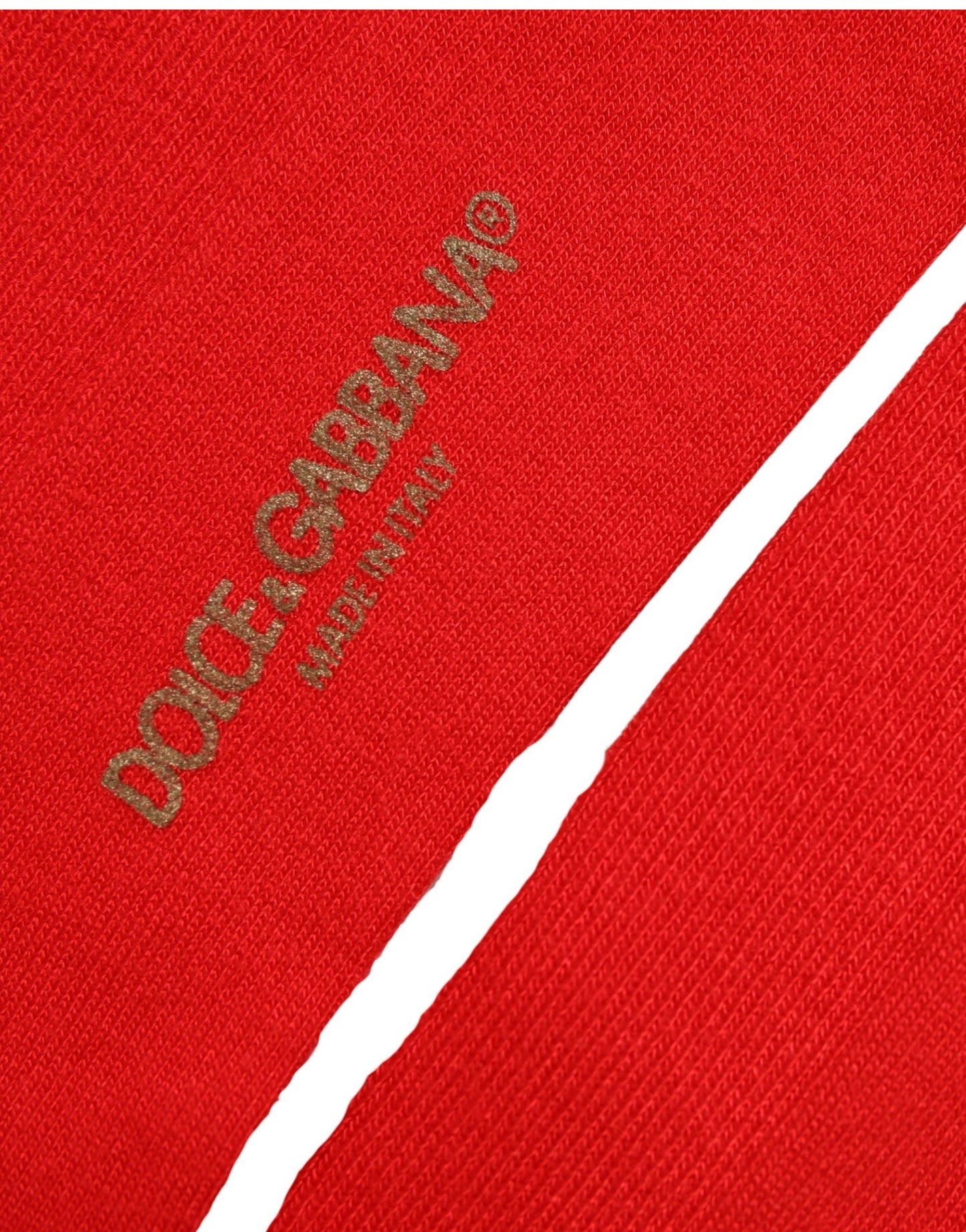 Dolce & Gabbana Men Red Logo Thigh High Ribbed Accessory Socks