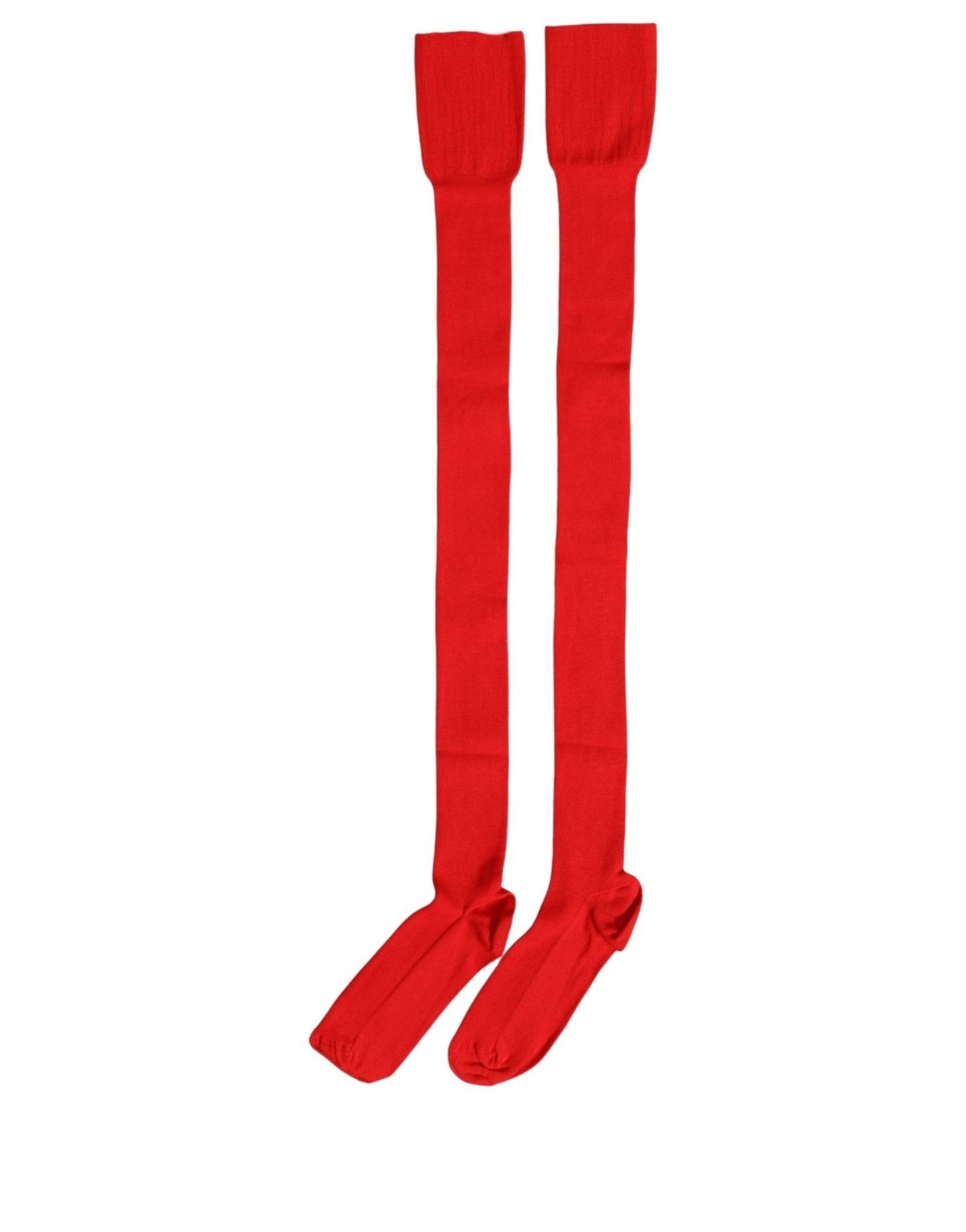 Dolce & Gabbana Men Red Logo Thigh High Ribbed Accessory Socks