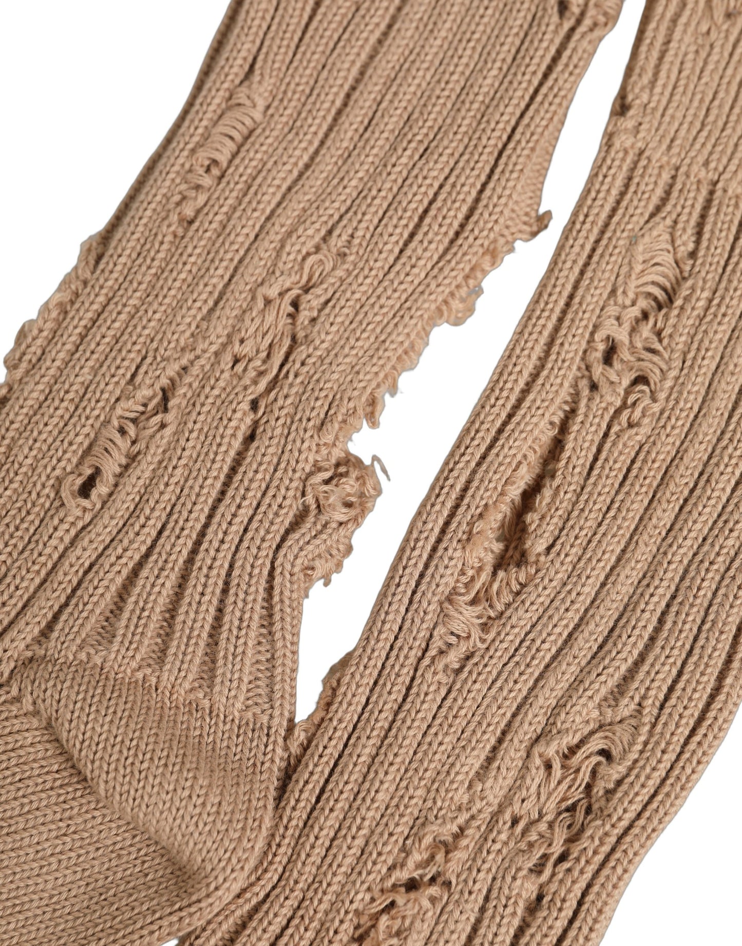 Dolce & Gabbana Beige Cotton Distressed Mid Calf Accessory Socks