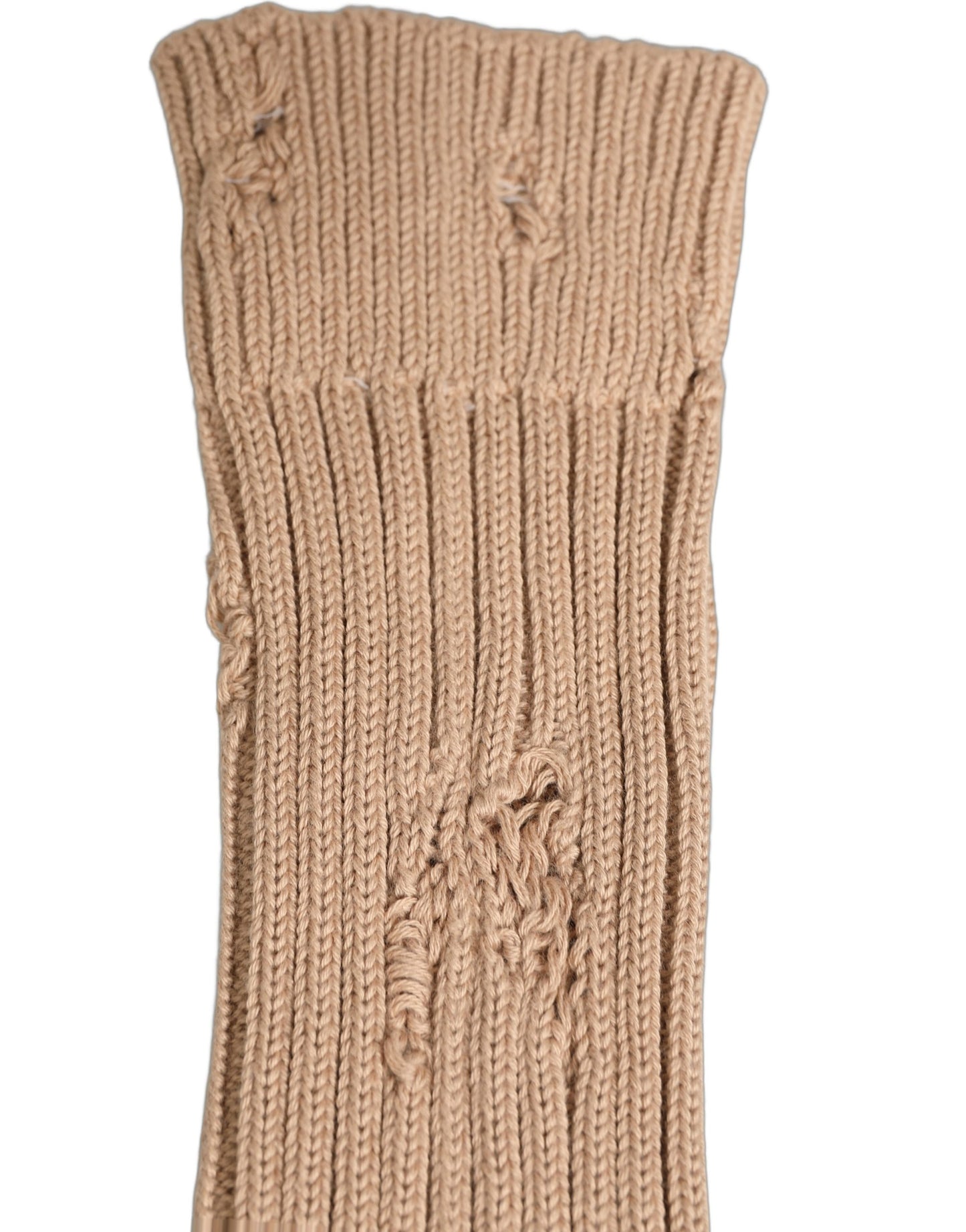 Dolce & Gabbana Beige Cotton Distressed Mid Calf Accessory Socks
