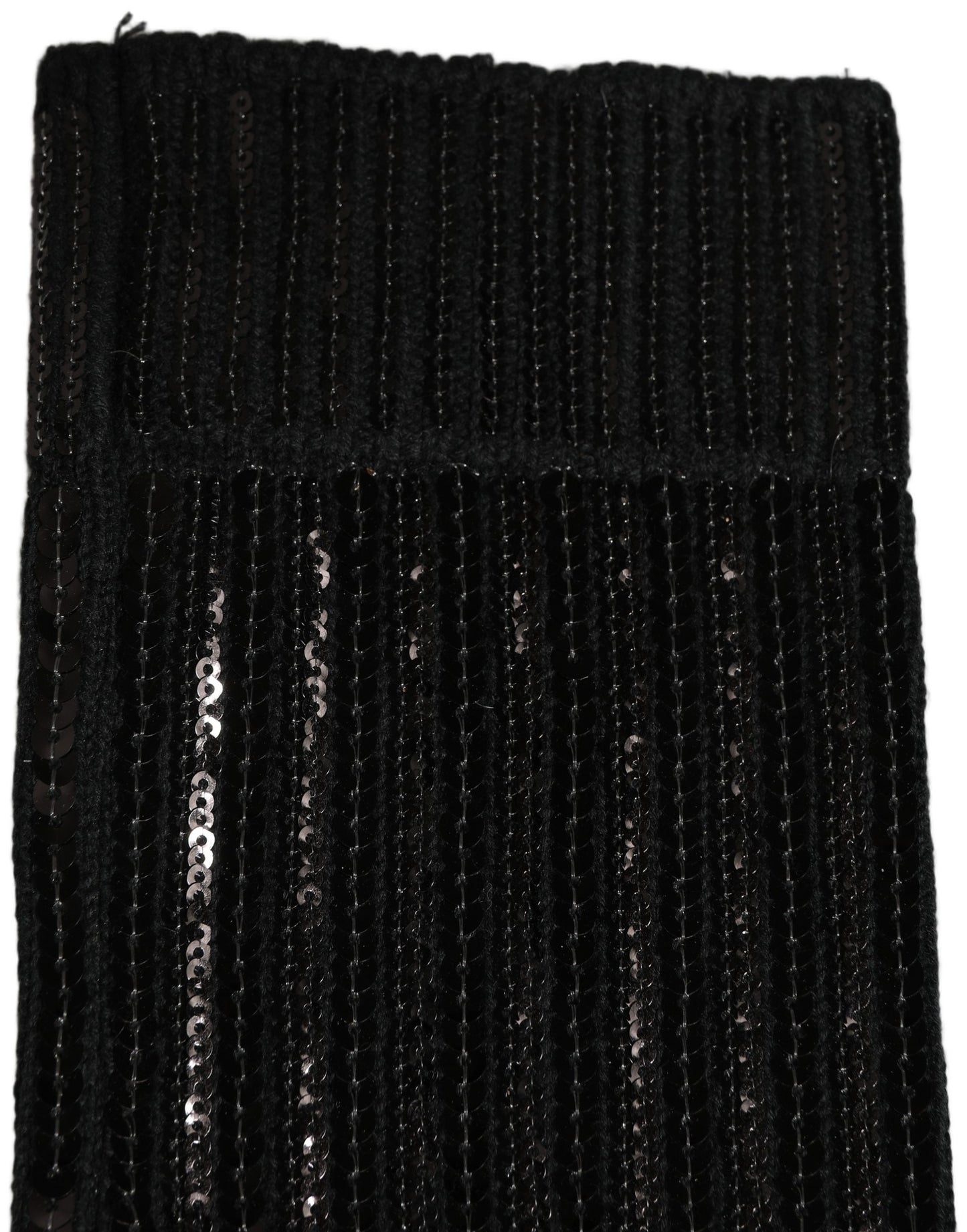 Dolce & Gabbana Black Sequin Cotton Knit Mid Calf Accessory Socks