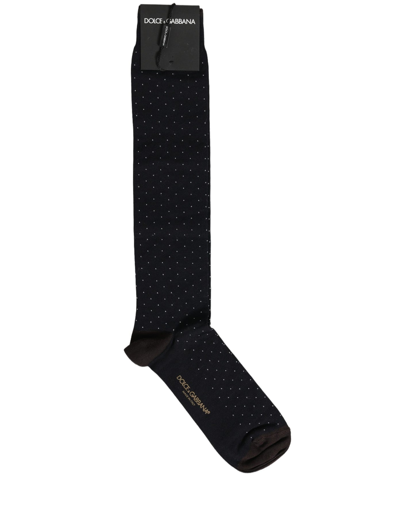 Dolce & Gabbana Men Black Cotton Polka Dot Over The Calf Socks
