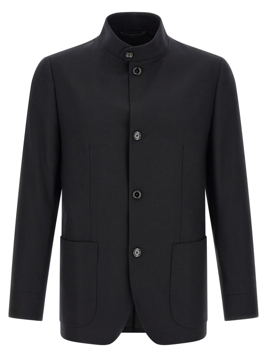 Lardini Black Virgin Wool Blazer