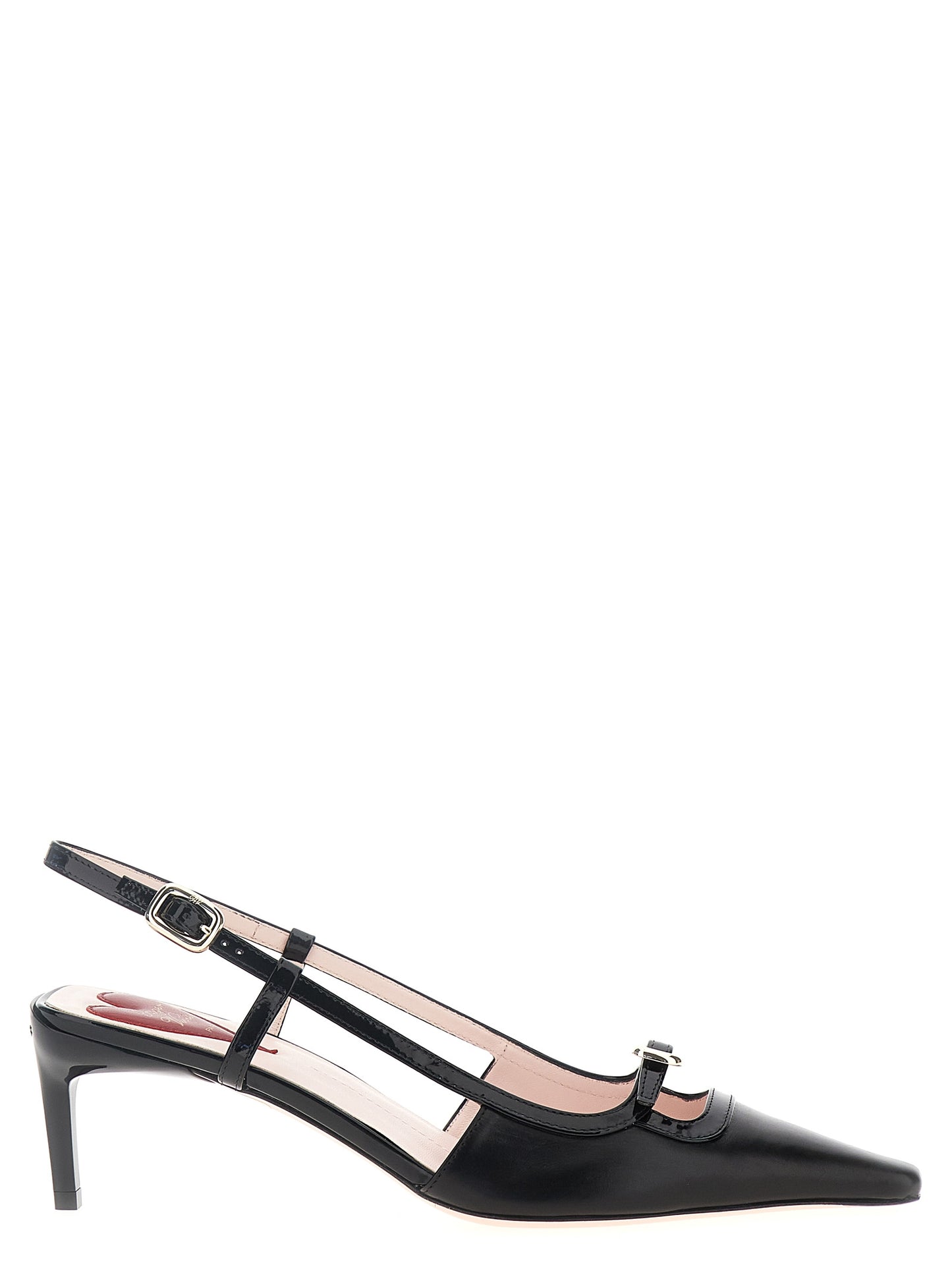 Roger Vivier Black Calfskin Mid Heel Pumps