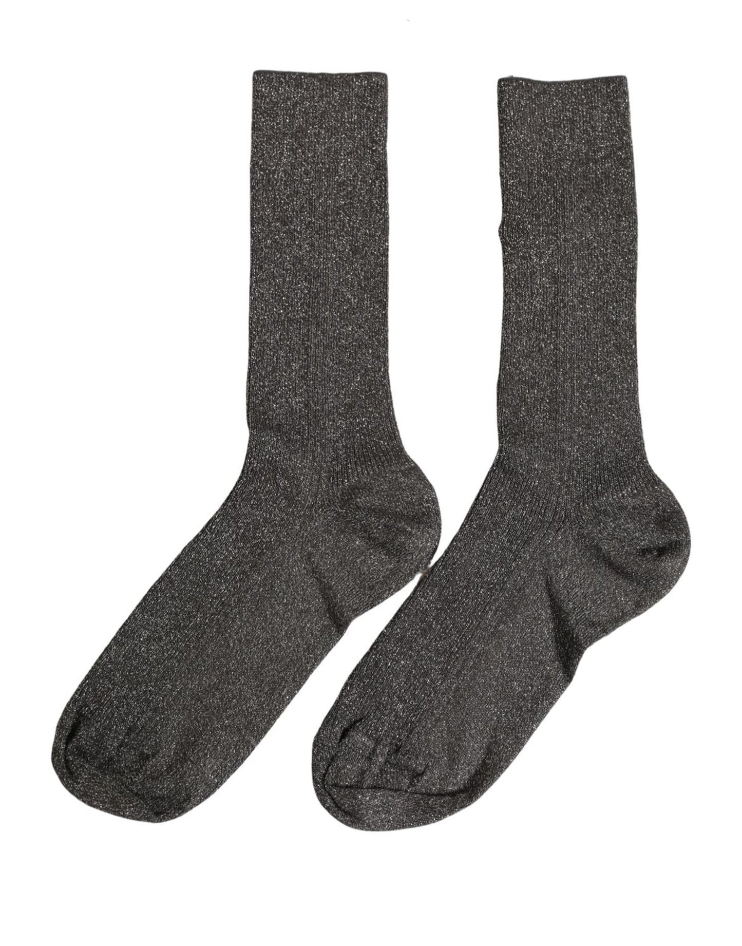 Dolce & Gabbana Dark Gray Viscose Logo Mid Calf Accessory Socks