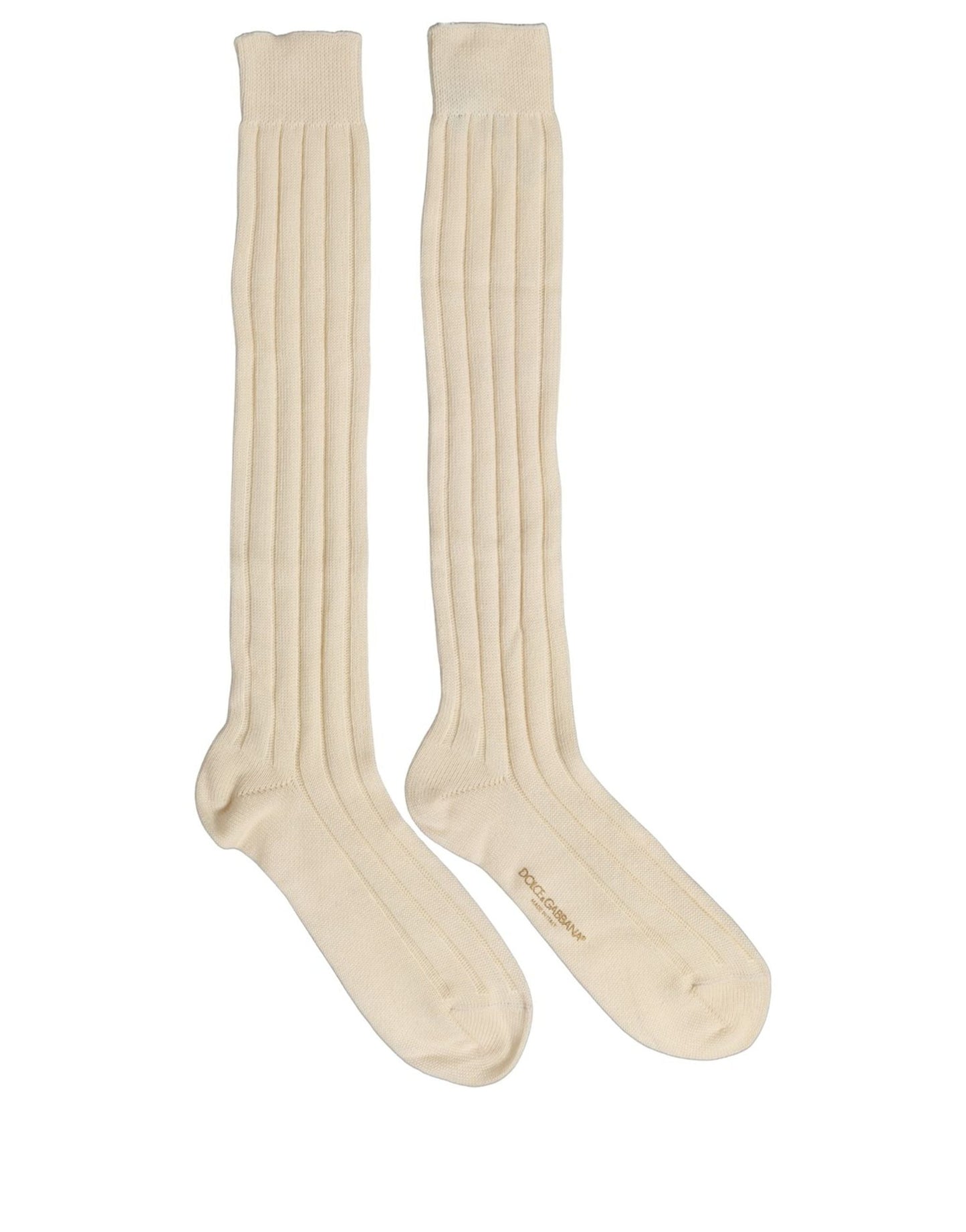 Dolce & Gabbana Beige Wool Stretch Knee High Accessory Socks