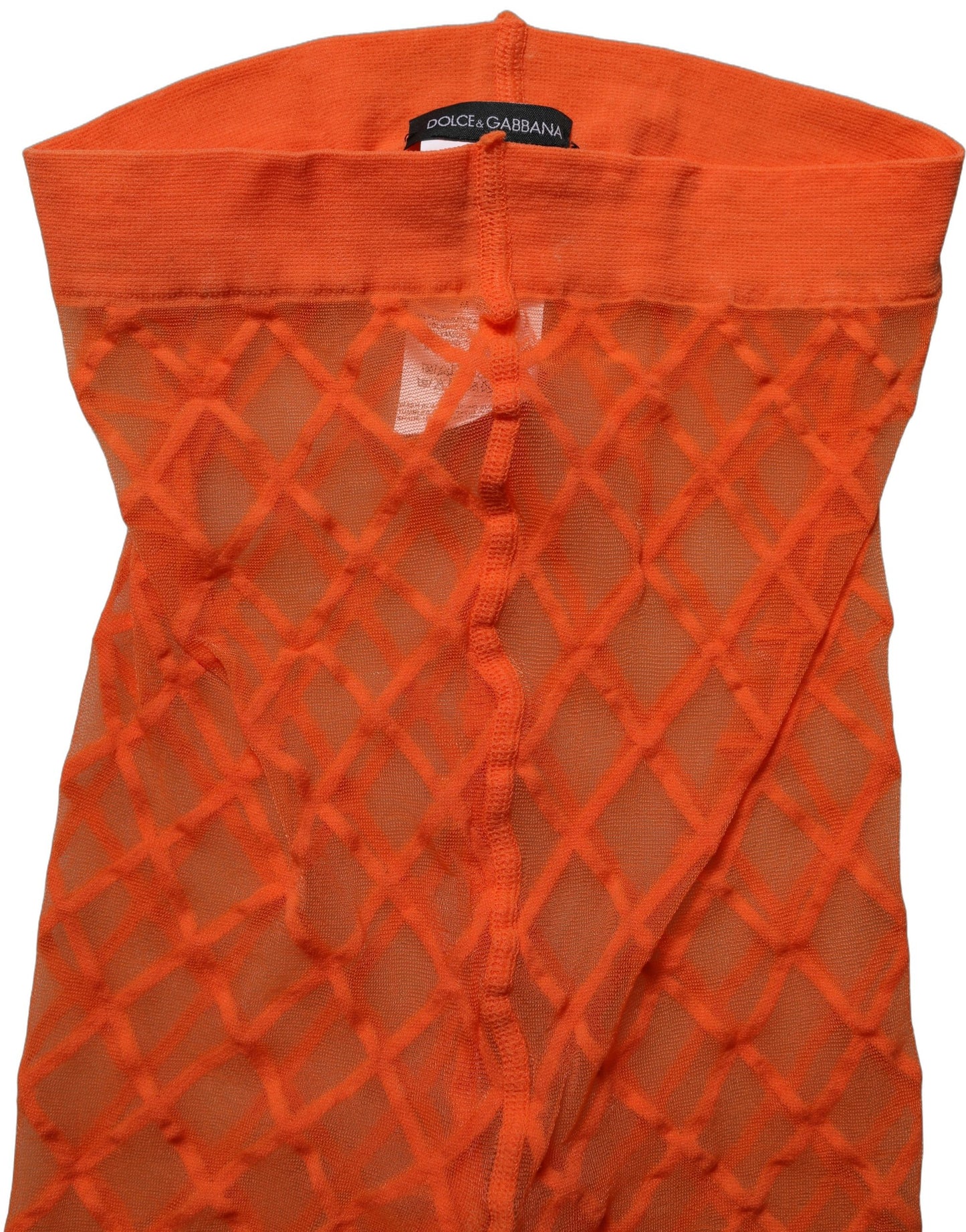 Dolce & Gabbana Orange Nylon Fishnet Pantyhose Stockings Socks