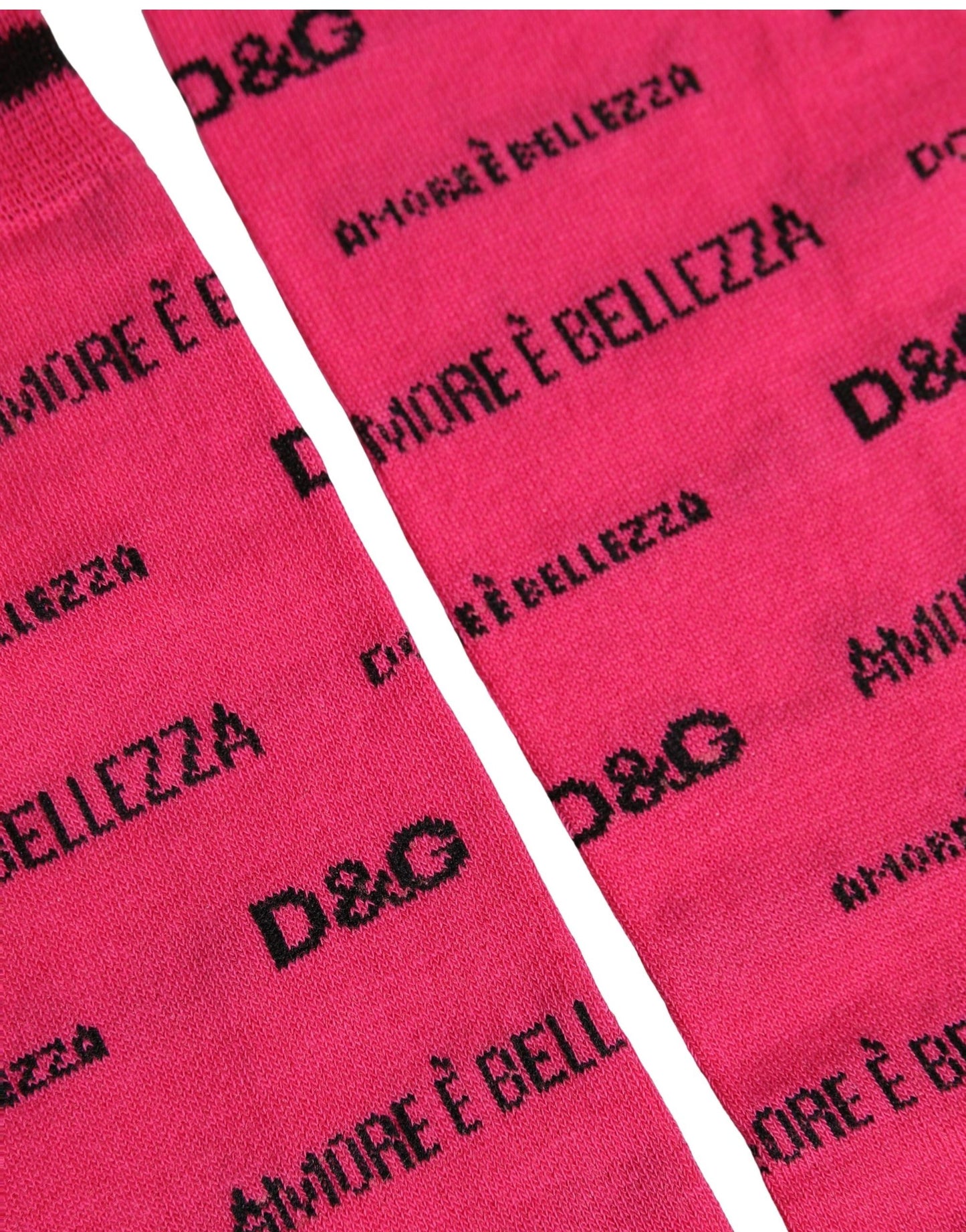 Dolce & Gabbana Pink Cotton Logo Print Mid Calf Accessory Socks