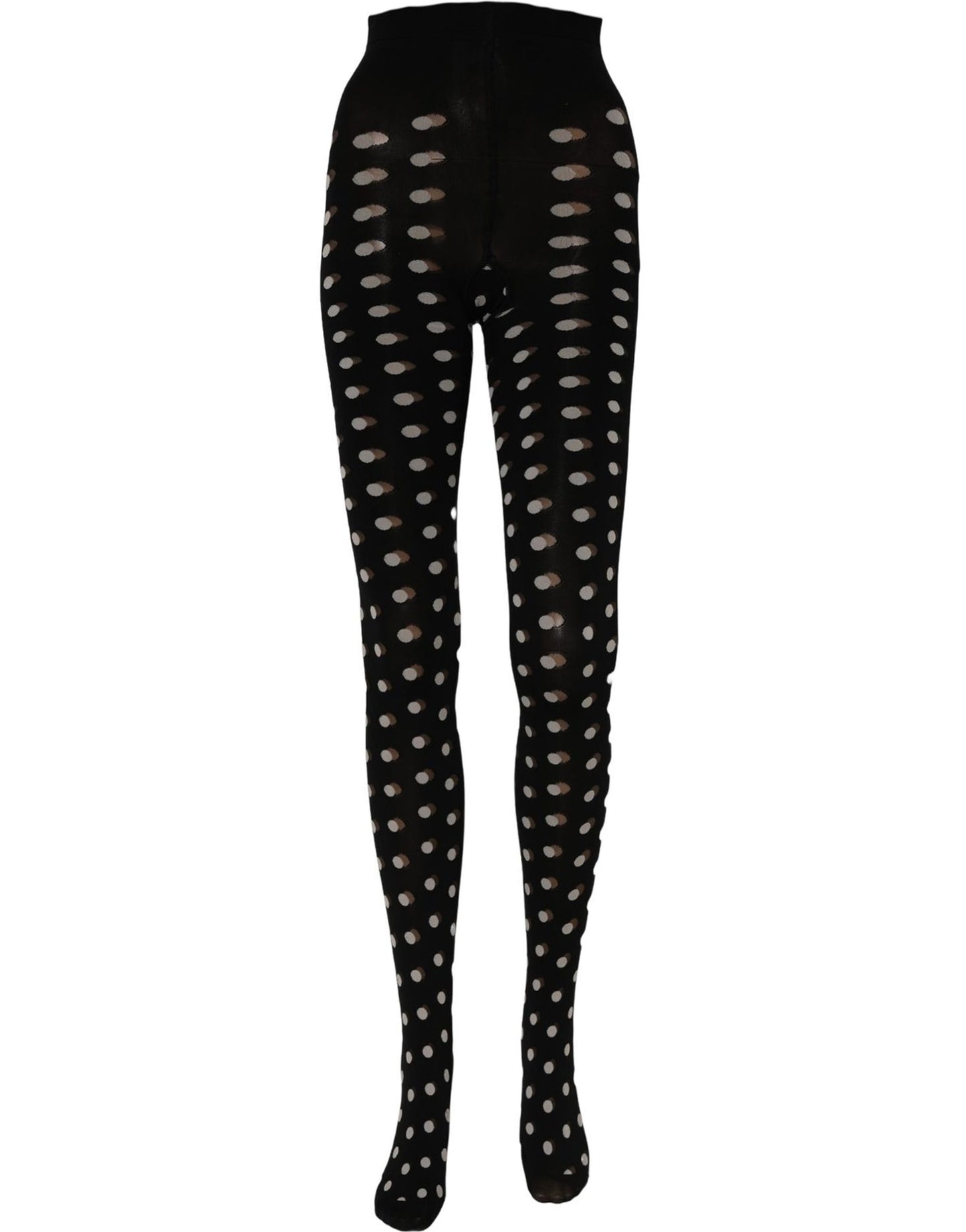 Dolce & Gabbana Black Polka Dot Fishnet Pantyhose Stockings Socks