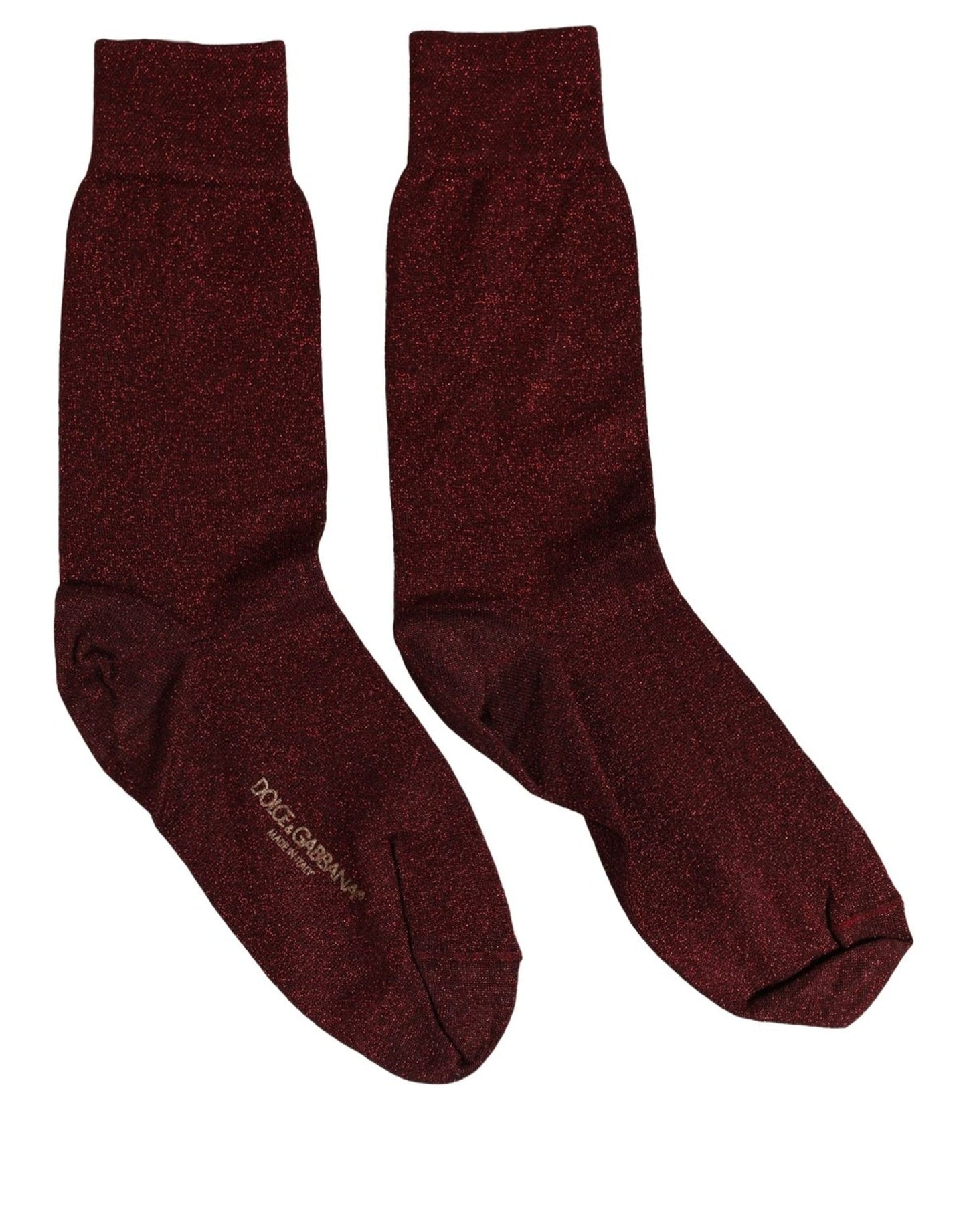Dolce & Gabbana Burgundy Viscose Mid Calf Accessory Socks