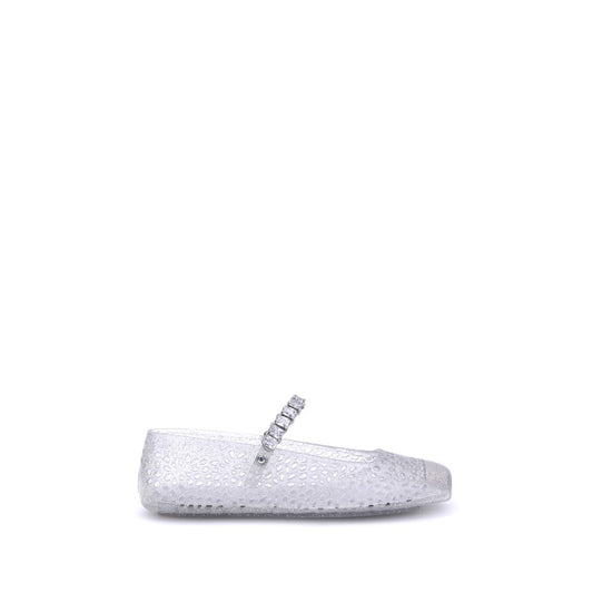 Jimmy Choo White Polyurethane Ballet Flats