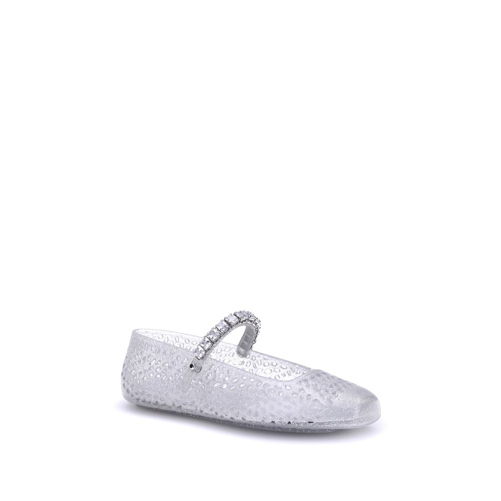 Jimmy Choo White Polyurethane Ballet Flats