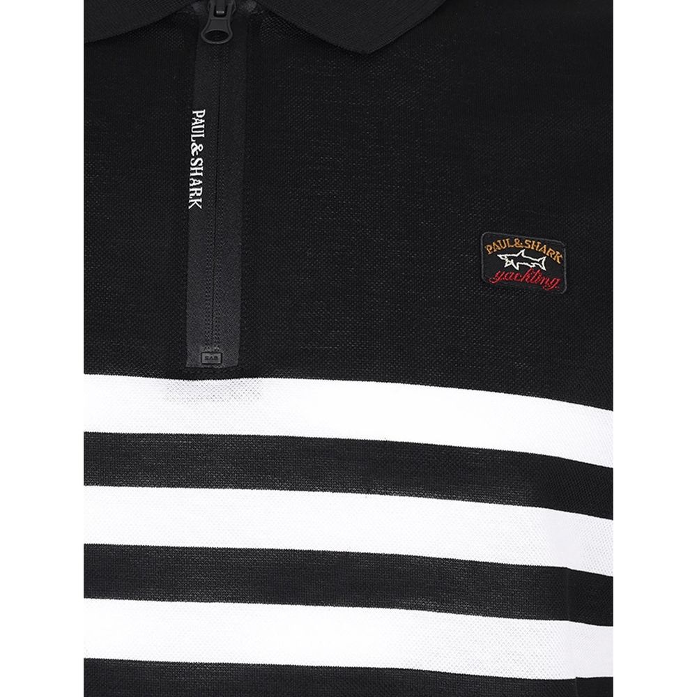 Paul & Shark Black Cotton Polo Shirt