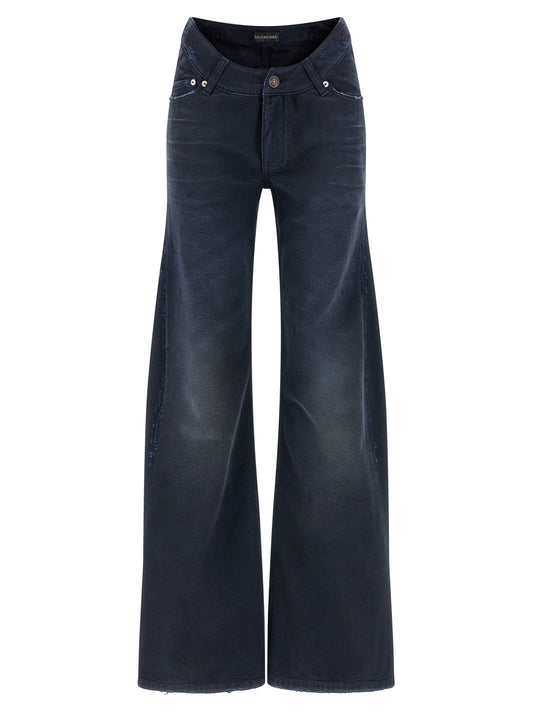 Balenciaga Blue Cotton Flared Jeans