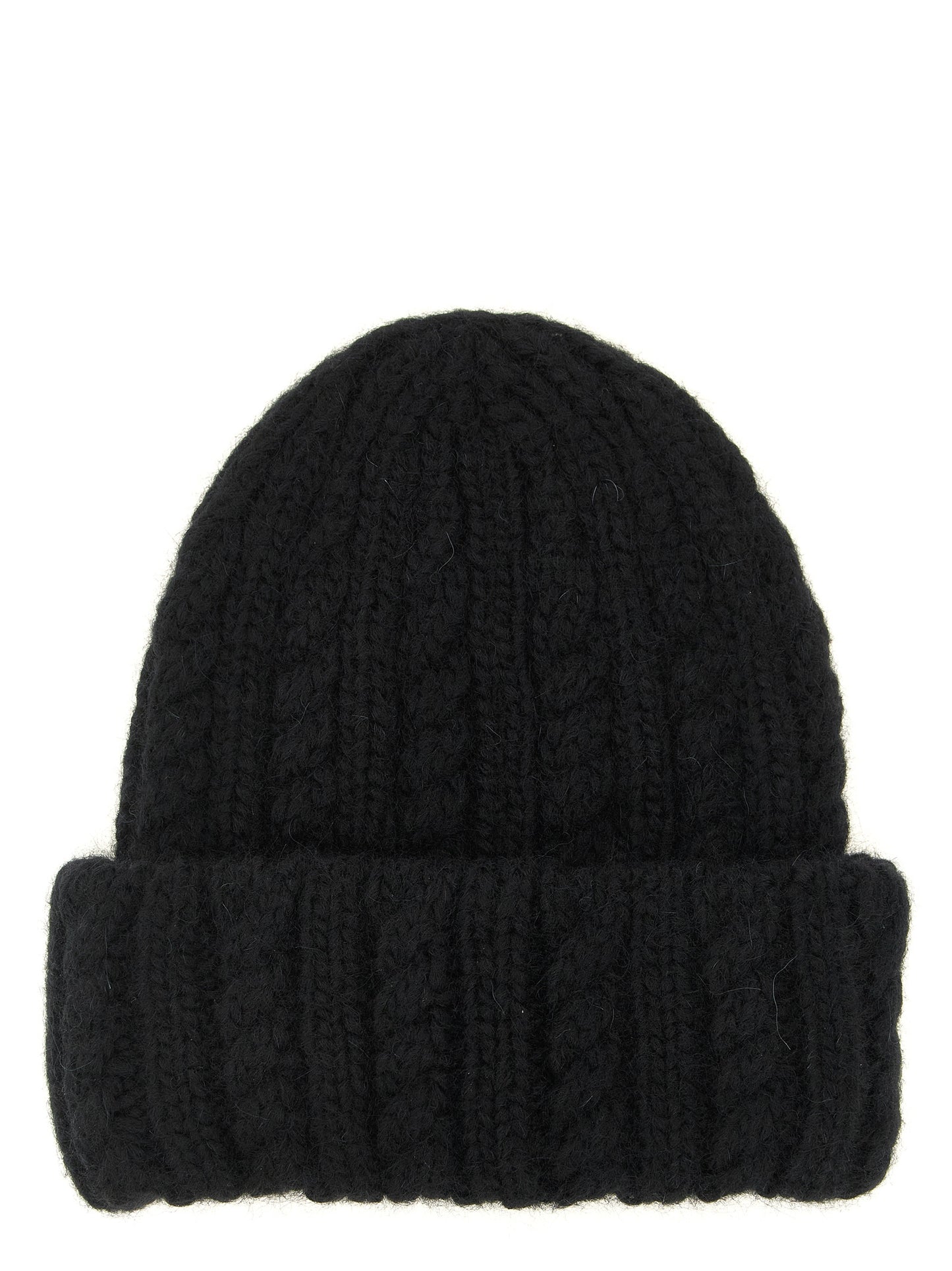 Moncler Black Alpaca Leather Beanie