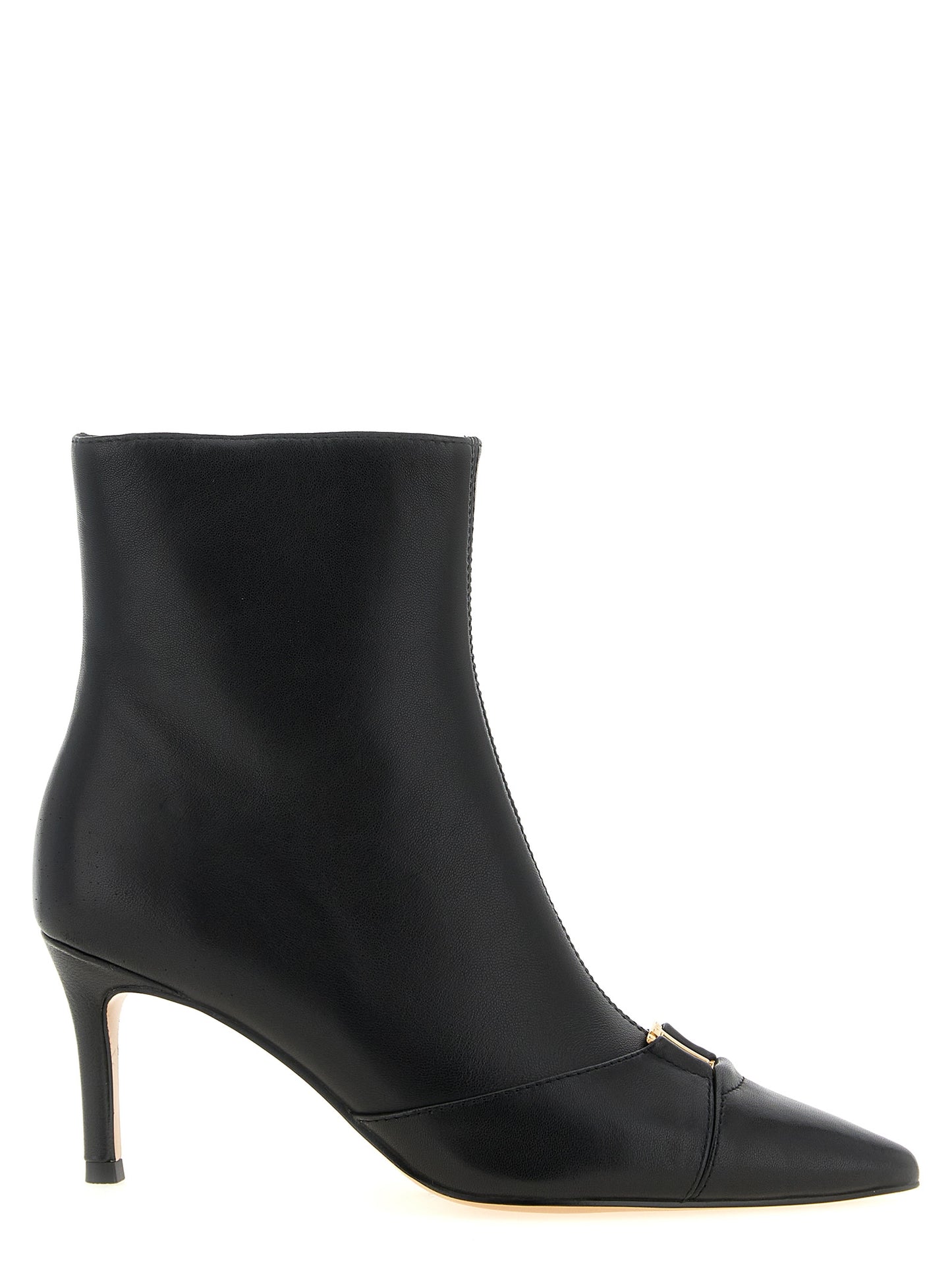 Twinset Black Leather Ankle Boots