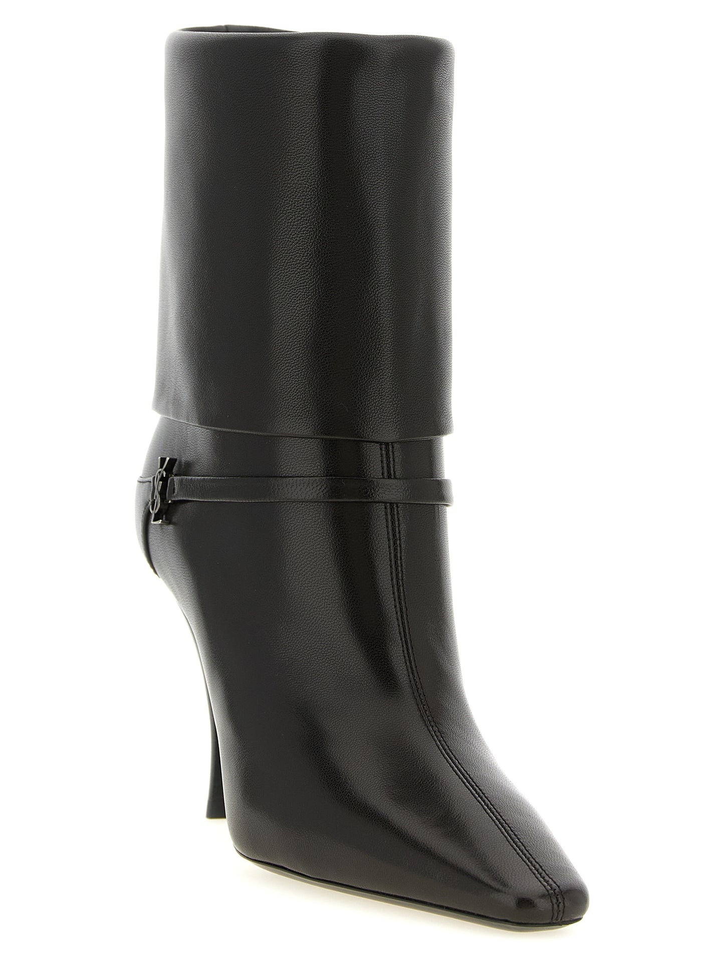Saint Laurent Brown Lamb Leather Ankle Boots