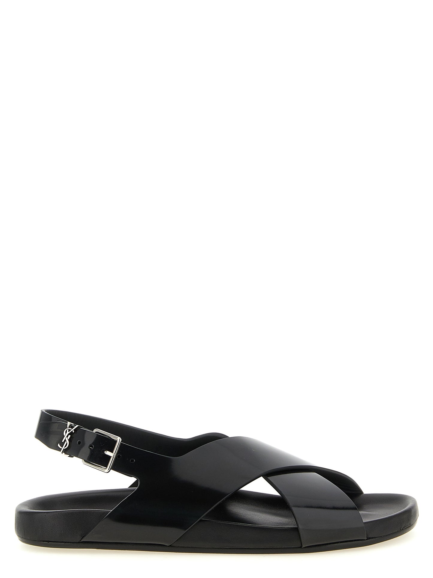Saint Laurent Black Calfskin Flat Sandals