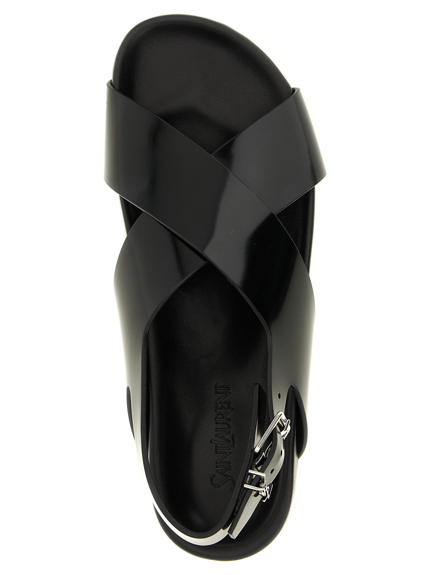 Saint Laurent Black Calfskin Flat Sandals