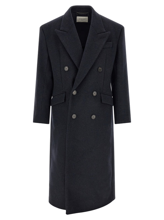 Saint Laurent Blue Wool Coat