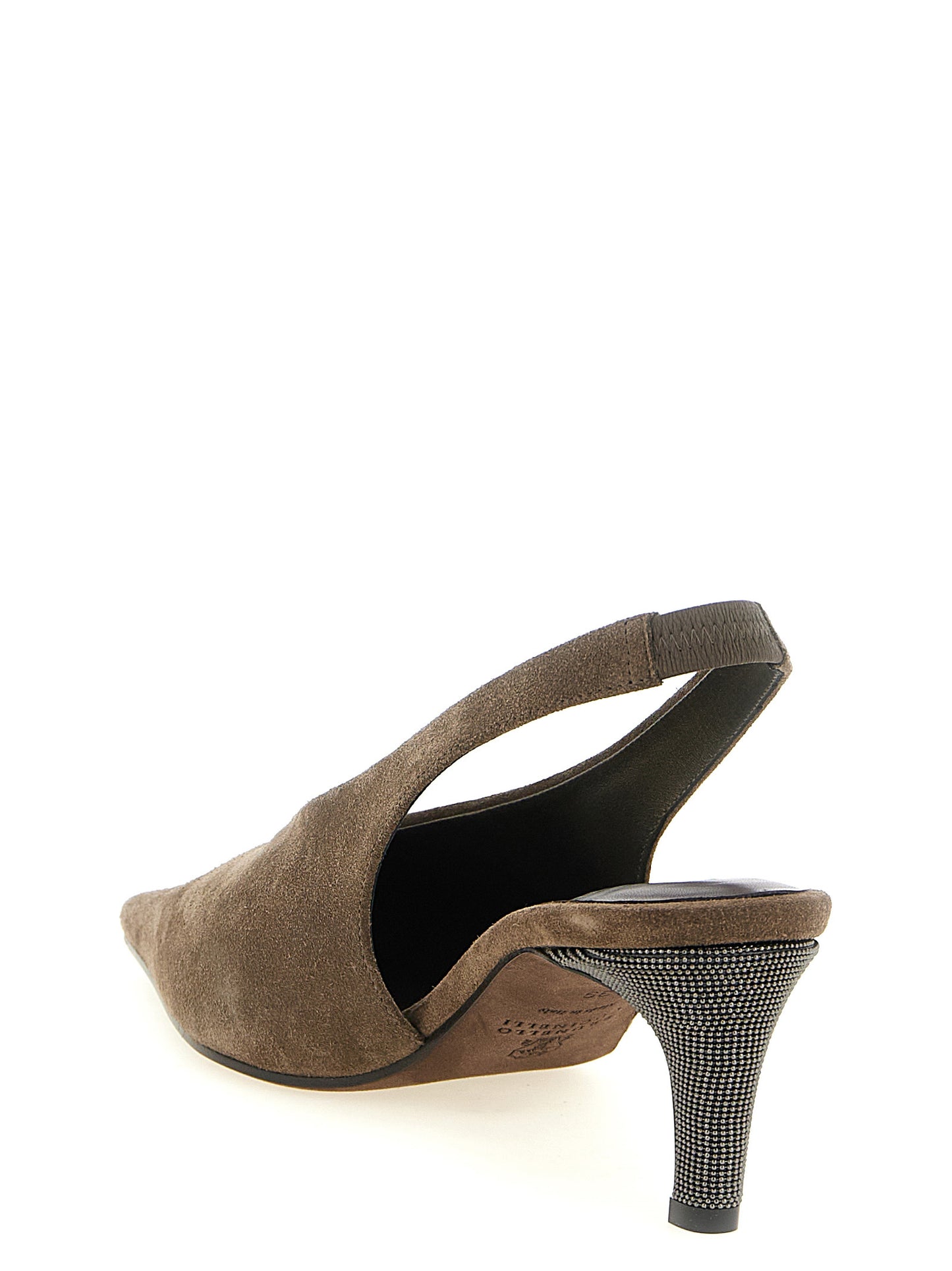 Brunello Cucinelli Gray Calfskin Mid Heel Pumps