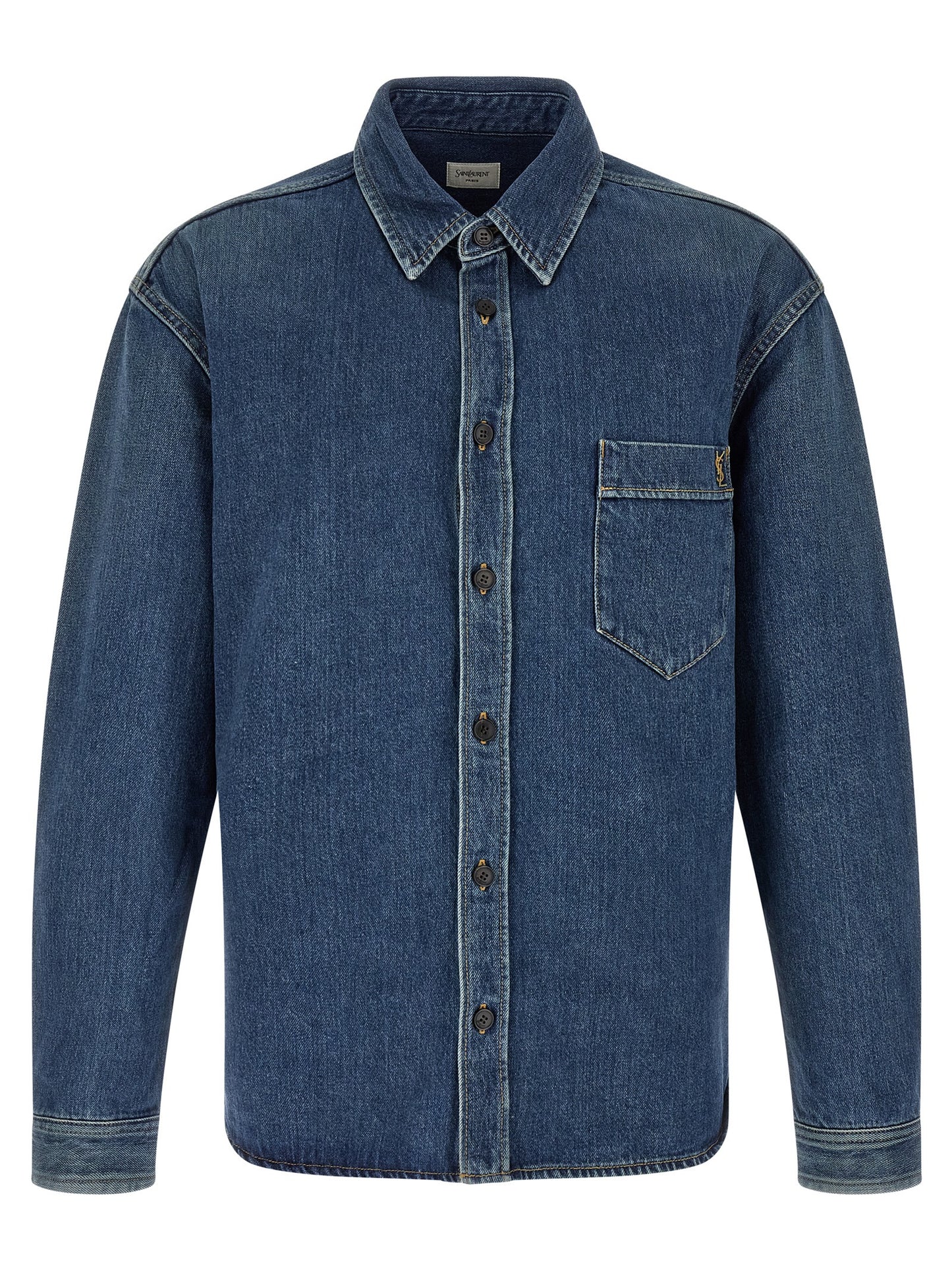 Saint Laurent Blue Cotton Blouse