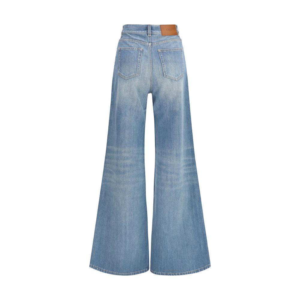 Chloé Blue Cotton Flared Jeans