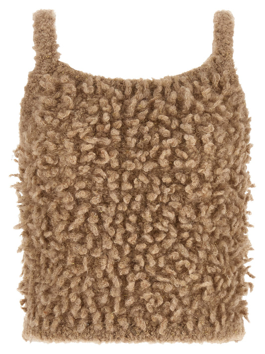 Peserico Beige Wool Sleeveles Sweater