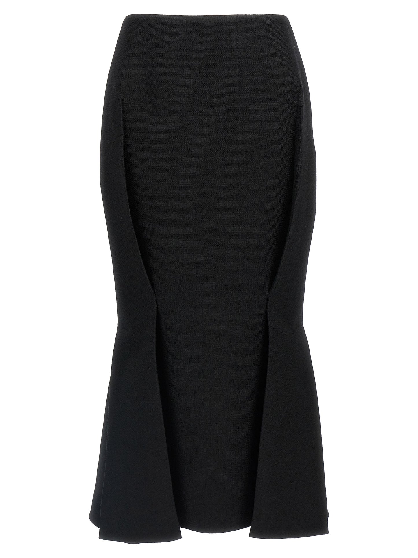 Prada Black Virgin Wool Midi Skirt