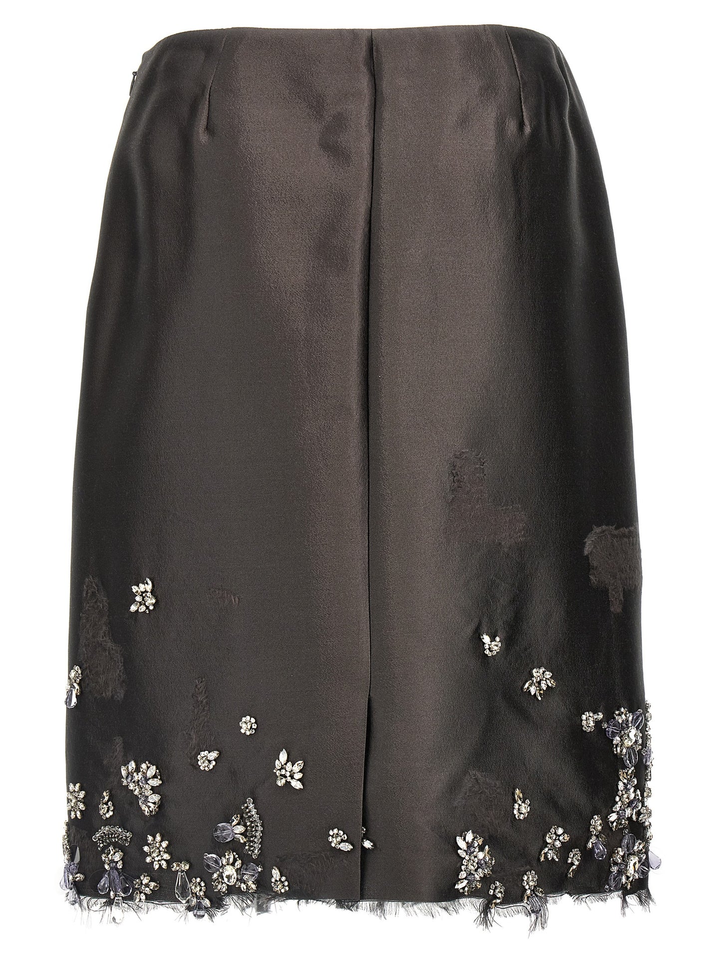 Prada Gray Silk Midi Skirt