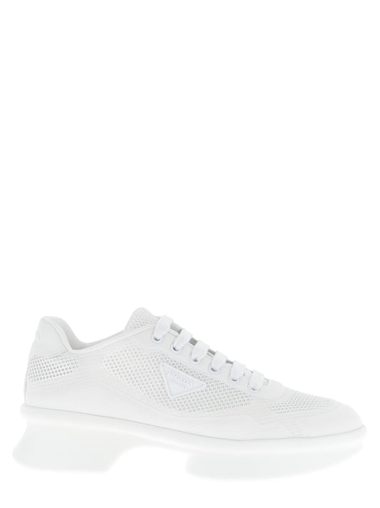 Prada White Polyester Athletic Sneakers