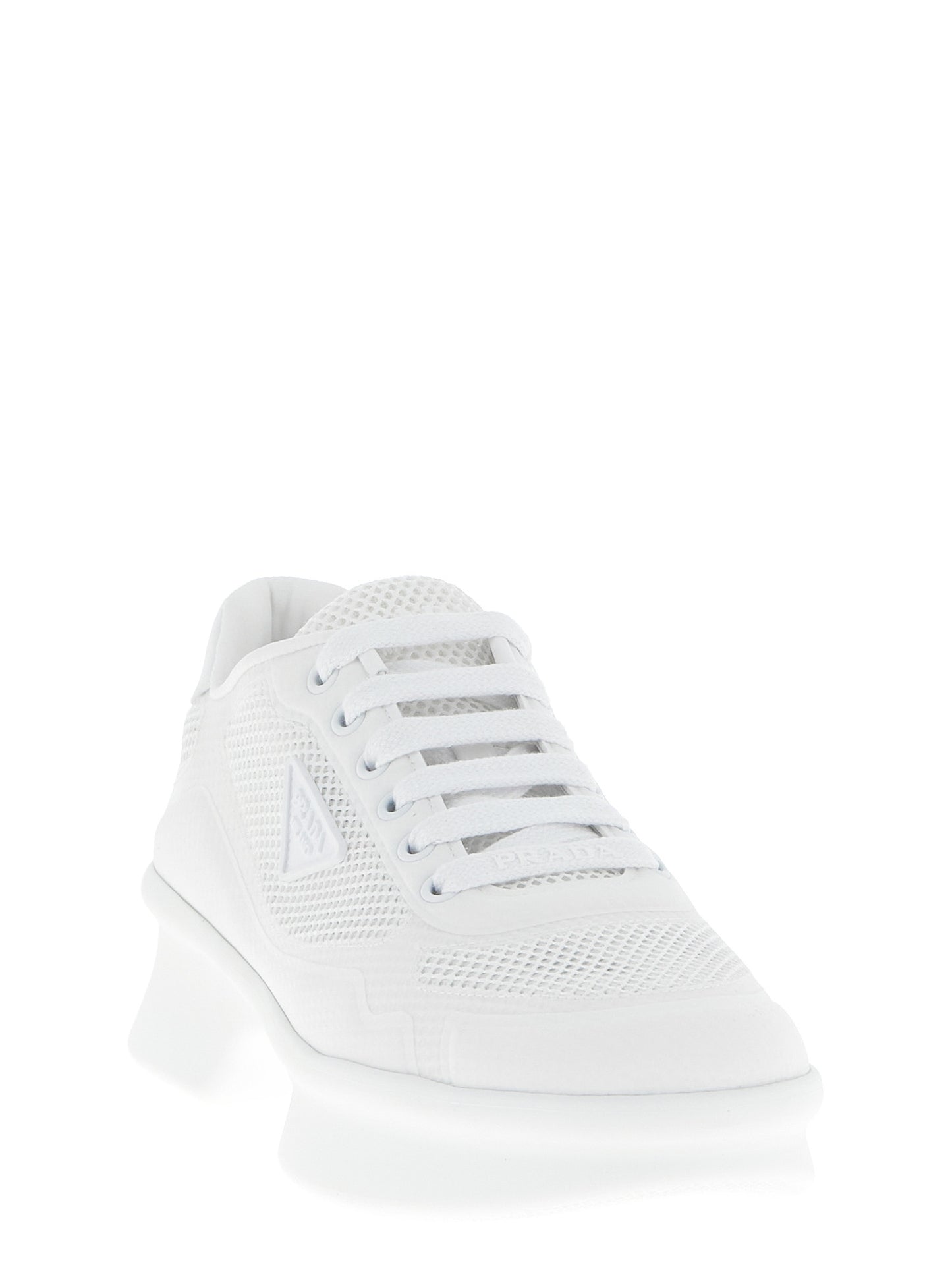 Prada White Polyester Athletic Sneakers