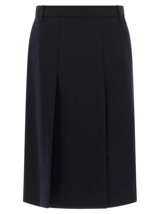 Prada Blue Virgin Wool Midi Skirt