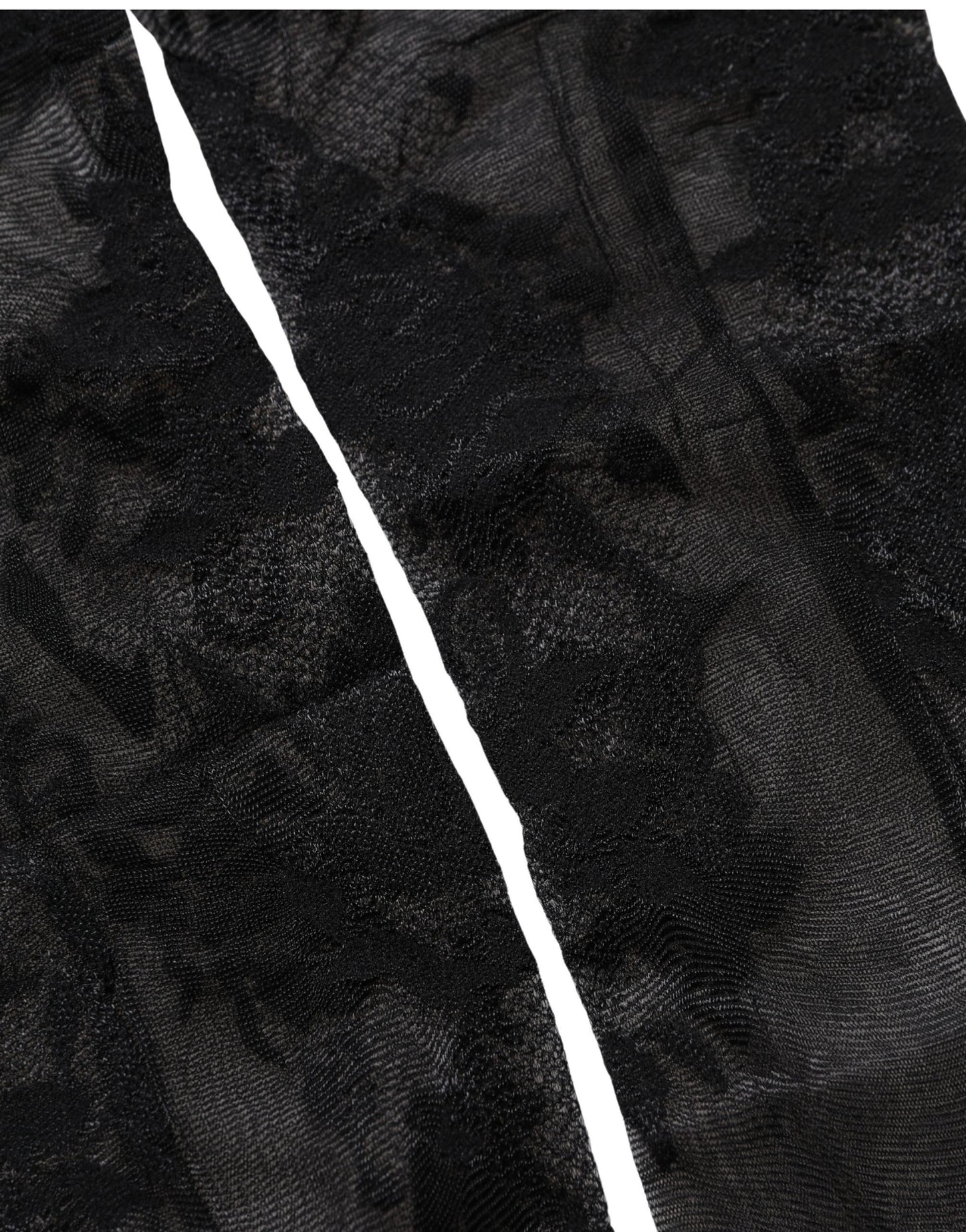 Dolce & Gabbana Black Floral Nylon Stretch Over The Calf Socks