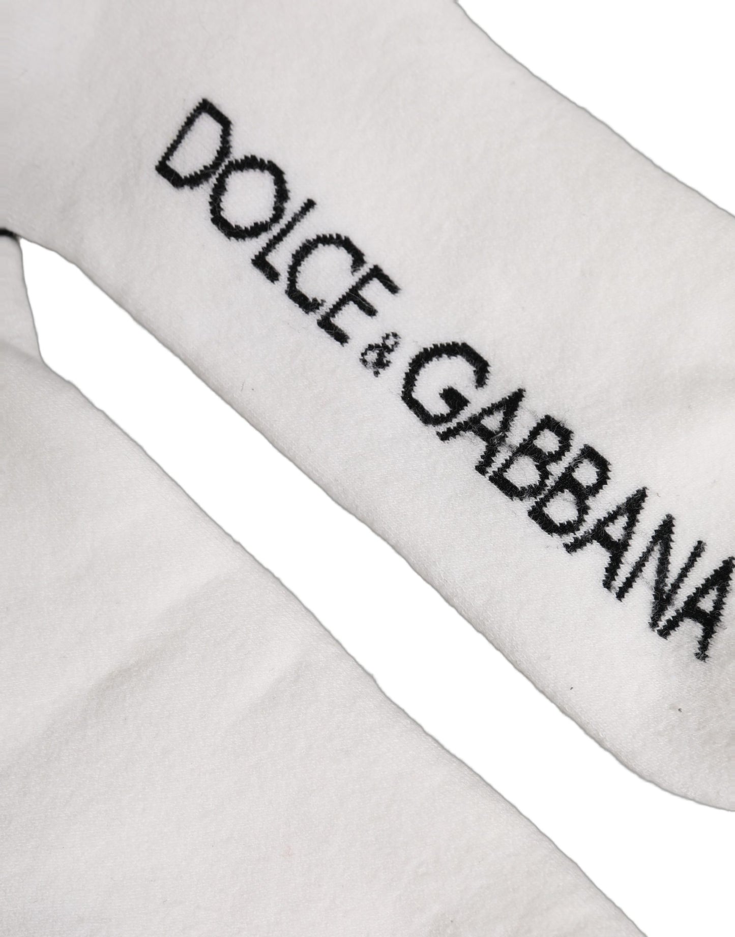 Dolce & Gabbana White Black Cotton Ankle Length DG Logo Socks