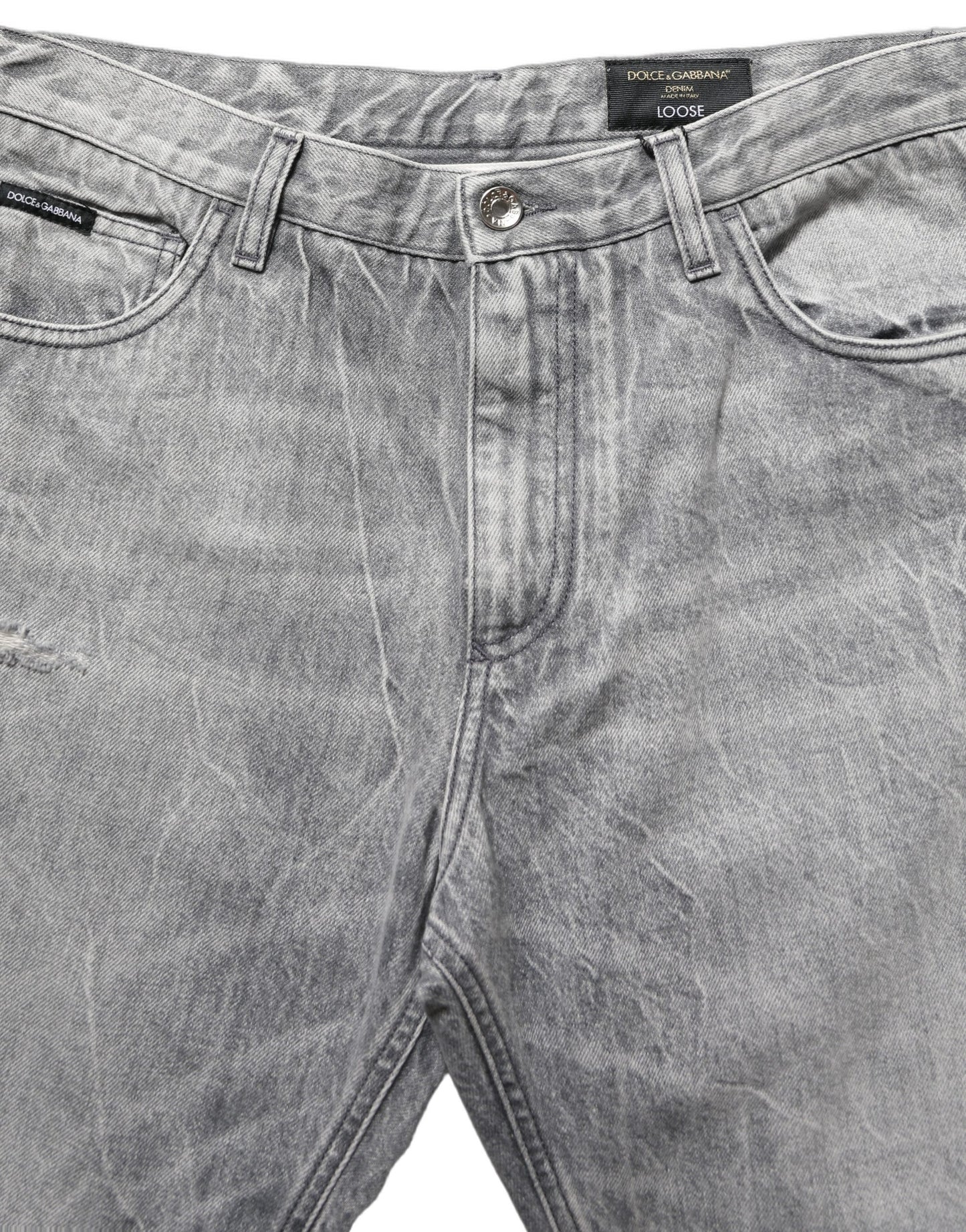 Dolce & Gabbana Grey Distressed Straight Leg Men Denim Jeans